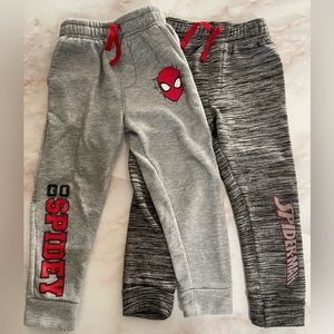 LOT OF 2 SPIDERMAN FLEECE LINED JOGGER SWEATPANTS BOYS SIZE 5